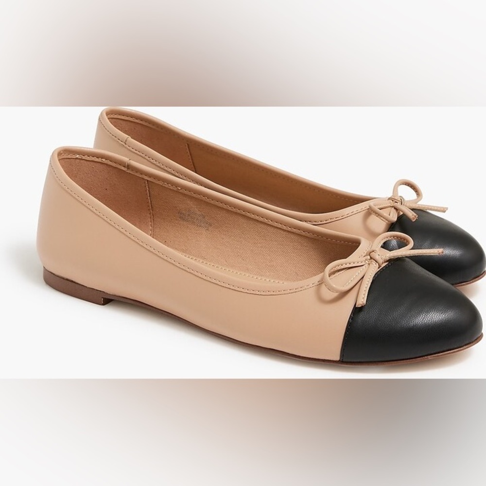 J.Crew Factory Ballet Flats with Cap Toe in Nude/Black BRAND NEW WITHOUT TAGS